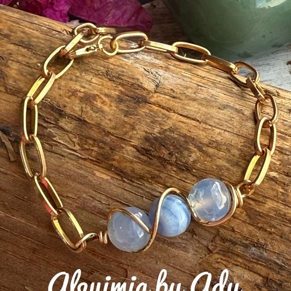 Alquimia Blue and Gold Chalcedony Bracelet - Picture 1 of 2